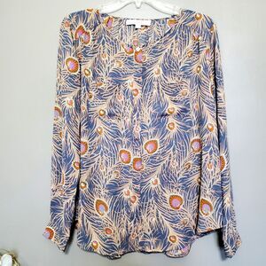 Loft Top Blouse Size Small Dress Work Casual Floral Leaves Print Long Sleeve